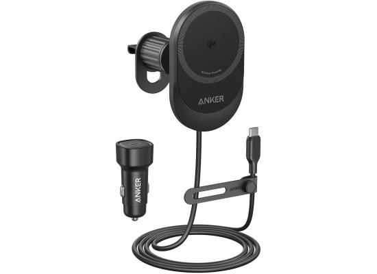 Anker MagSafe iPhone 16 Wireless Car Charger Compatible, MagGo 15W Fast Car Charger, 360° Adjustable Angle and Strong Magnets, Car Phone Holder Mount, for iPhone 16/15/14 Series (Adapter Included)
